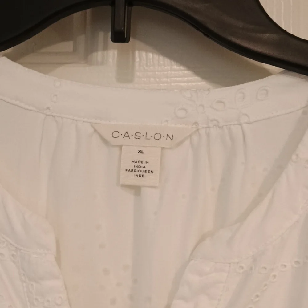 Caslon White Eyelet Tiered Midi Shift Dress - Picture 3 of 5